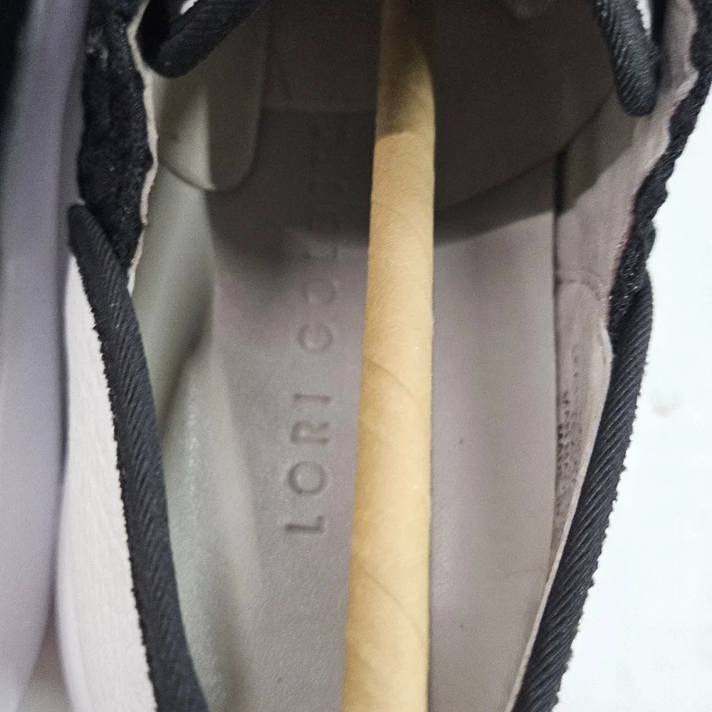 Lori Goldstein Collection Newlyn White Black Leather Slip On Sneaker 5M‎ A302888